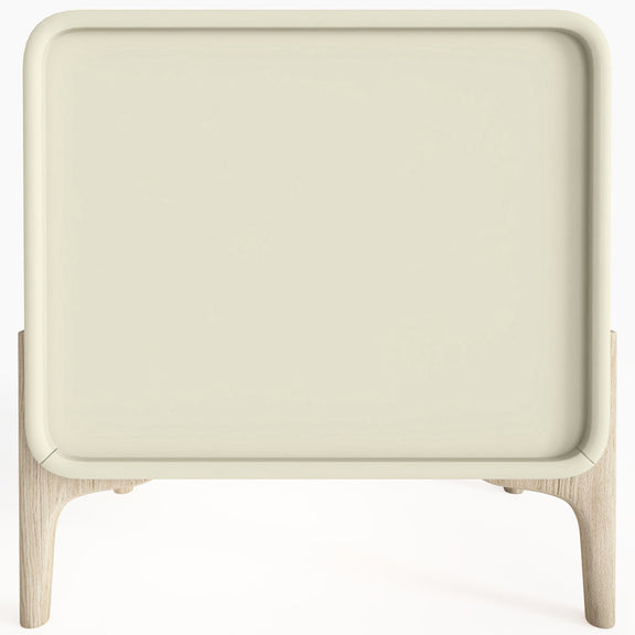 Modern Scandi nightstand covered in faux leather with 2 drawers and natural wood legs - Bennis - gallery 9