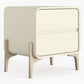 Modern Scandi nightstand covered in faux leather with 2 drawers and natural wood legs - Bennis - gallery 4
