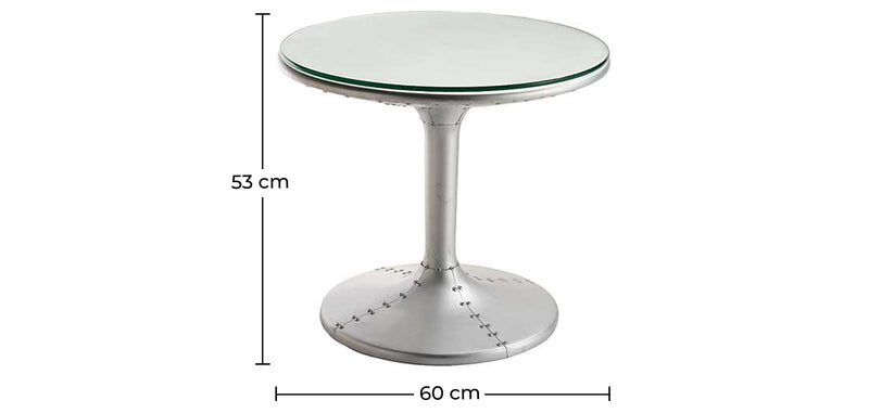 Table basse ronde - Table d'appoint style aviateur - Métal - Tulip
