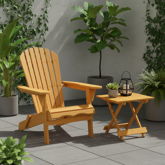 Outdoor Chair and Outdoor Garden Table - Wooden - Alana - gallery 2