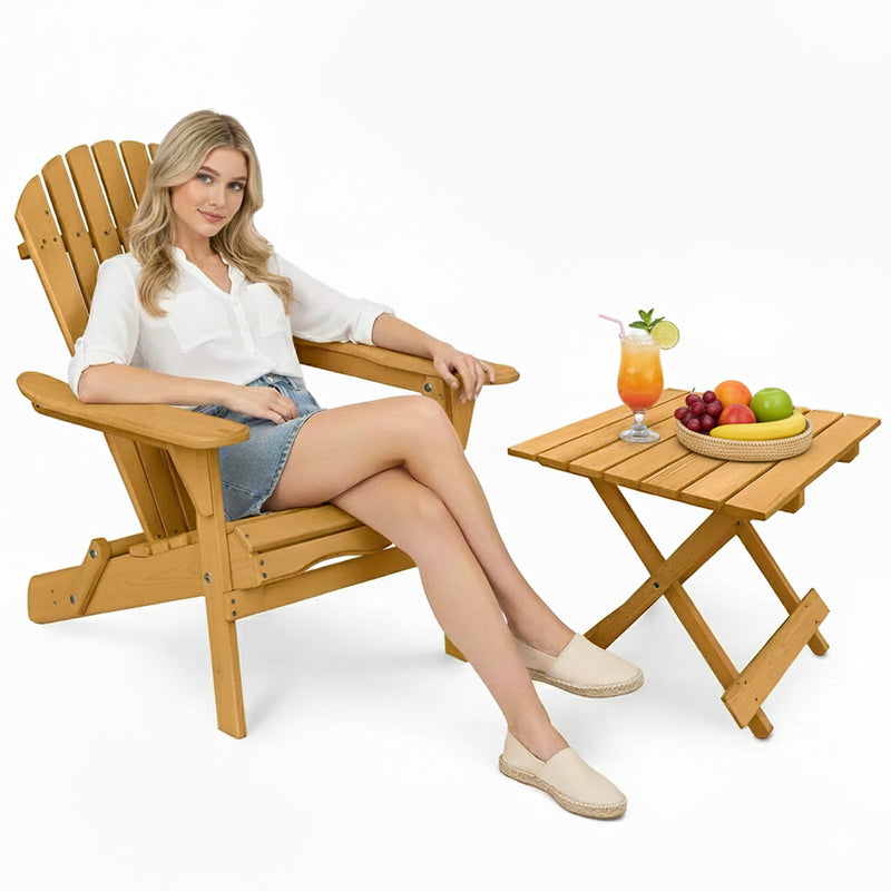 Outdoor Chair and Outdoor Garden Table - Wooden - Alana - gallery 3