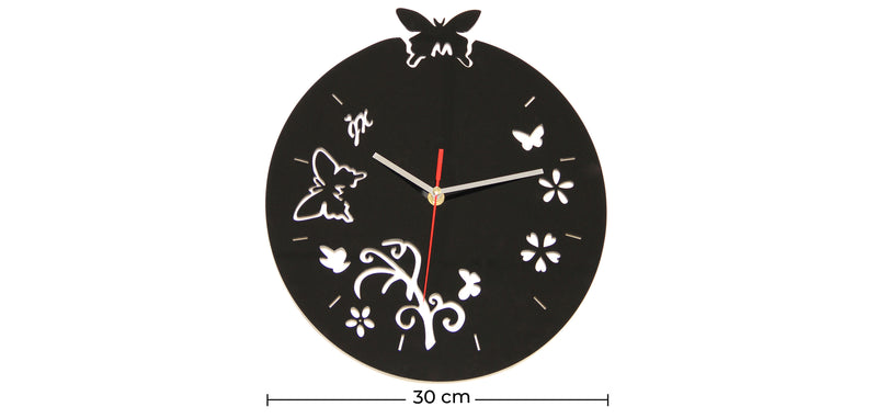 Horloge murale Papillons et Fleurs