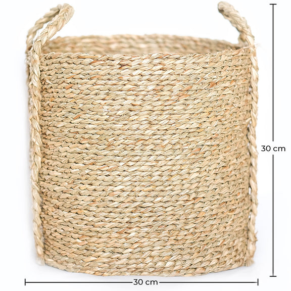 Natural Fiber Basket with Handles - 30x30CM - Taral - gallery 5