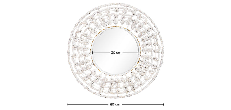 Wall Mirror - White Boho Bali Round Design (60 cm) - Lenai - gallery 4
