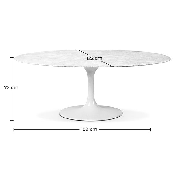 Oval Marble Dining Table - Tulip - Dimensions diagram