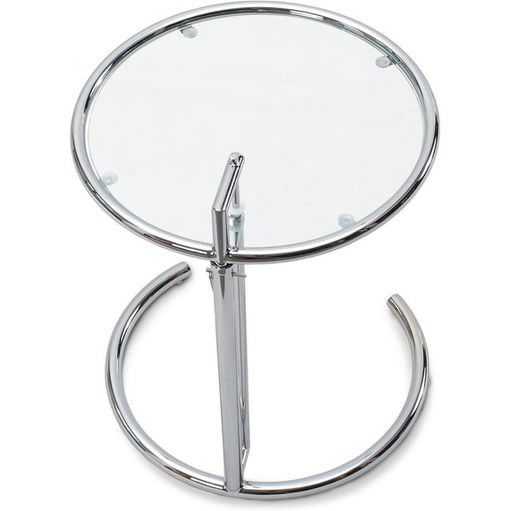 Adjustable Round Side Table - Glass and Steel - Lake - gallery 4