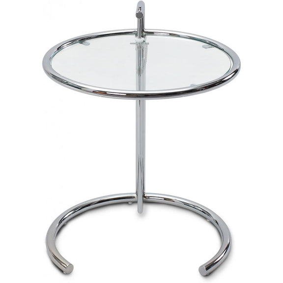 Adjustable Round Side Table - Glass and Steel - Lake - gallery 1