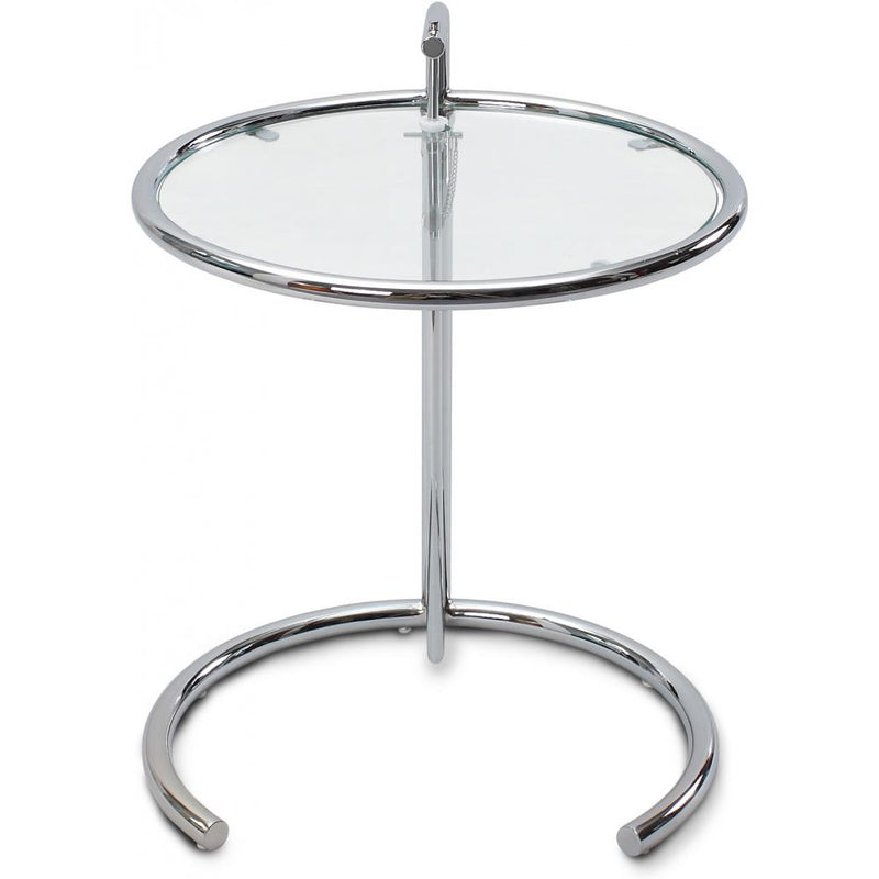 Adjustable Round Side Table - Glass and Steel - Lake - gallery 1