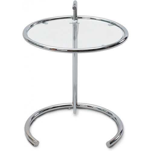 Adjustable Round Side Table - Glass and Steel - Lake - gallery 1