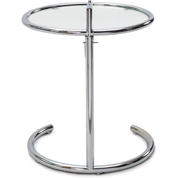 Adjustable Round Side Table - Glass and Steel - Lake - gallery 3