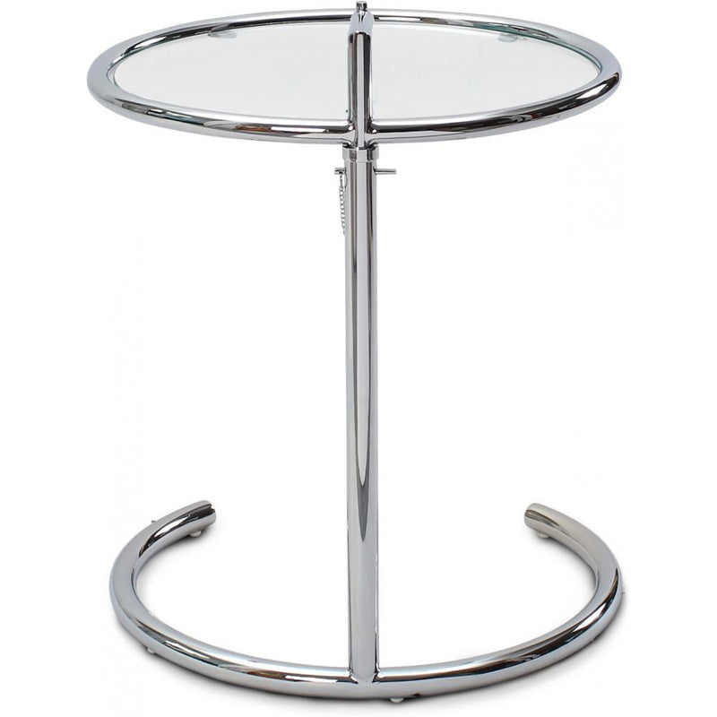Adjustable Round Side Table - Glass and Steel - Lake - gallery 3