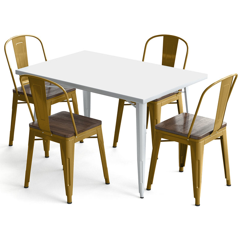Pack Table à manger et 4 chaises à manger Design industriel - Nouvelle édition- Bistrot Stylix