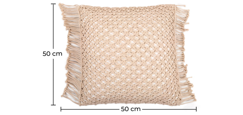 Almofada quadrada de algodão ao estilo Boho Bali, capa + enchimento - Clementine