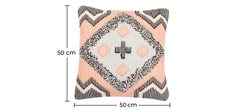 Capa + enchimento para almofada quadrada de algodão, estilo Boho Bali - Prudence