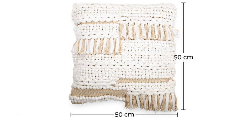 Almofada quadrada de fio reciclado ao estilo Boho Bali, capa + enchimento - Christina