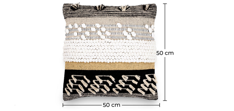 Almofada quadrada de algodão ao estilo Boho Bali, capa + enchimento - Clarissa