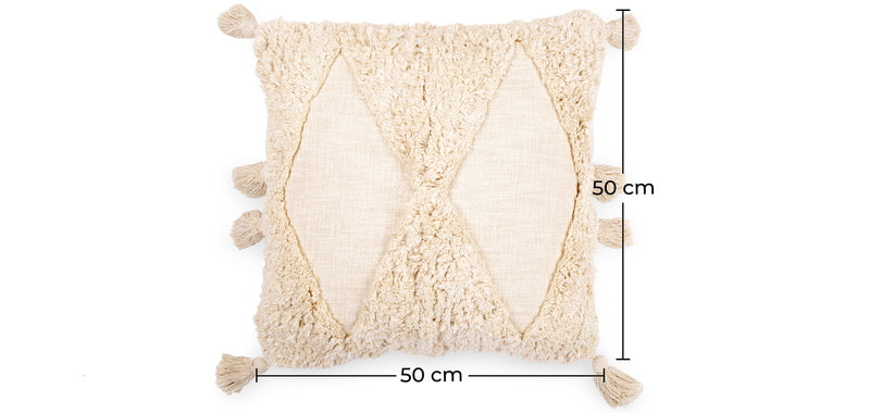 Coussin carré en coton de style bohème balinais, housse + rembourrage - Leano