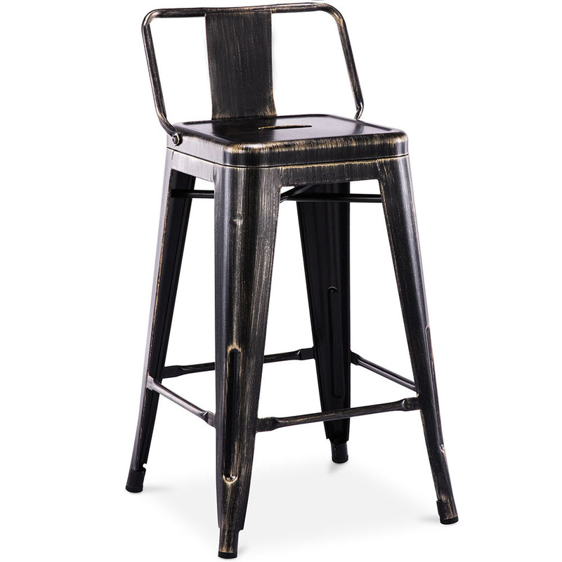 Barkruk met rugleuning - Industrieel ontwerp - 60cm - Nieuwe editie - Stylix