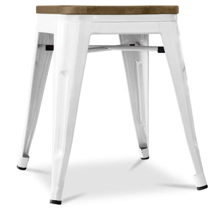 Industrial Design Stool - Wood and Steel - 45cm - Stylix