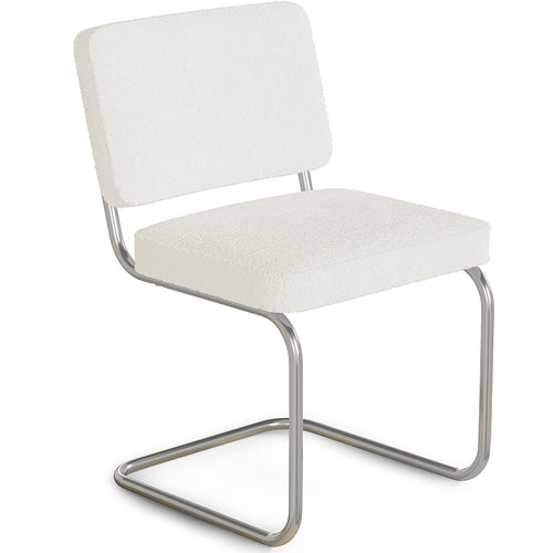 Dining Chair in Loop Faux Fur Upholstery - White Loops - Henr