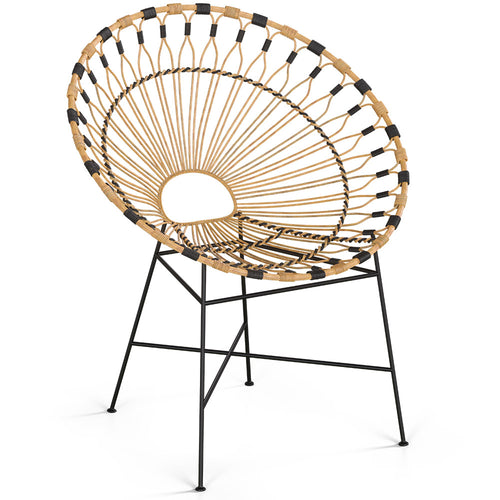 Chaise d'extérieur ronde en rotin synthétique - Design Boho Bali - Elsa