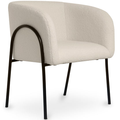 Chaise de salle à manger en bouclette fausse fourrure Tapissée - Boucles Blanches - James