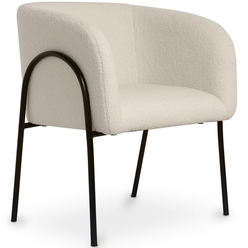 Chaise de salle à manger en bouclette fausse fourrure Tapissée - Boucles Blanches - James