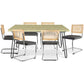 Pack Table à manger design industriel 150cm & 6 Chaises à manger en rotin - Tapisserie en velours - Martha
