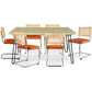 Pack Table à manger design industriel 150cm & 6 Chaises à manger en rotin - Tapisserie en velours - Martha