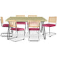 Pack Table à manger design industriel 150cm & 6 Chaises à manger en rotin - Tapisserie en velours - Martha