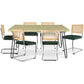 Pack Table à manger design industriel 150cm & 6 Chaises à manger en rotin - Tapisserie en velours - Martha