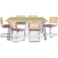 Pack Table à manger design industriel 150cm & 6 Chaises à manger en rotin - Tapisserie en velours - Martha