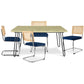 Pack Table à manger design industriel 120cm & 4 chaises à manger en rotin - tapisserie en velours - Martha