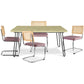 Pack Table à manger design industriel 120cm & 4 chaises à manger en rotin - tapisserie en velours - Martha