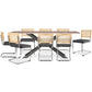 Pack Table à manger design en bois (200cm) & 8 Chaises à manger en rotin - Tapisserie en velours - Martha