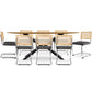Pack Table à manger design en bois (220cm) & 8 chaises de salle à manger en rotin - tapisserie en velours - Martha