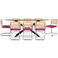 Pack Table à manger design en bois (220cm) & 8 chaises de salle à manger en rotin - tapisserie en velours - Martha