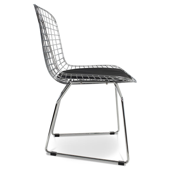 Dining Chair in Steel – Grid Design with Cushion – Lived - gallery 5
