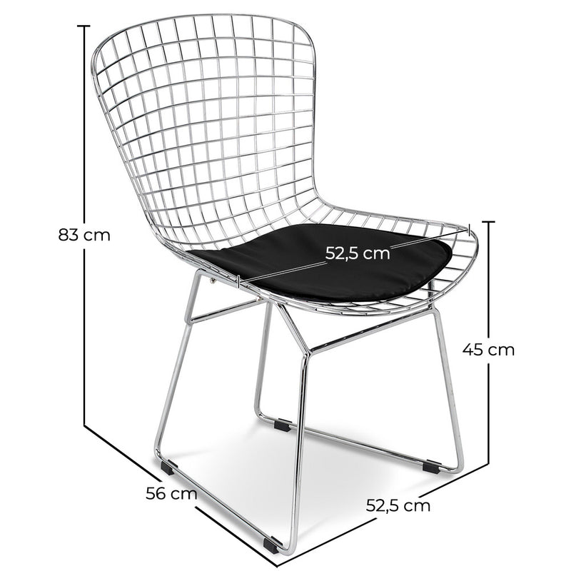 Dining Chair in Steel – Grid Design with Cushion – Lived - gallery 11