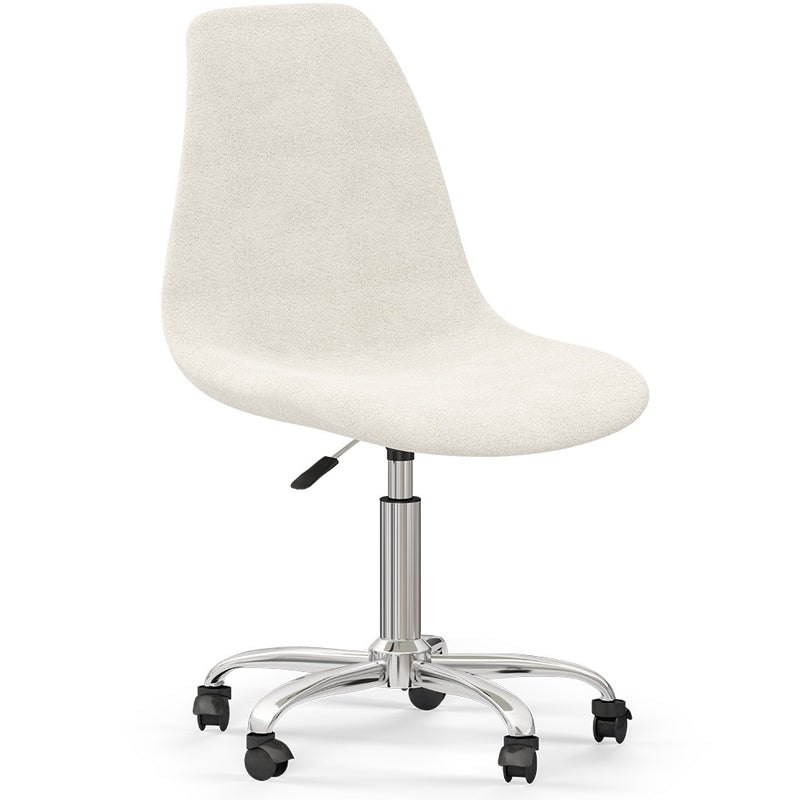 Chaise de Bureau Pivotante en bouclette fausse fourrure Tapissée - Boucles Blanches  - Denisse