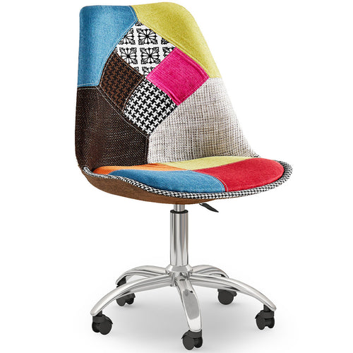 Chaise de Bureau Pivotante - Tissu Patchwork - Simona