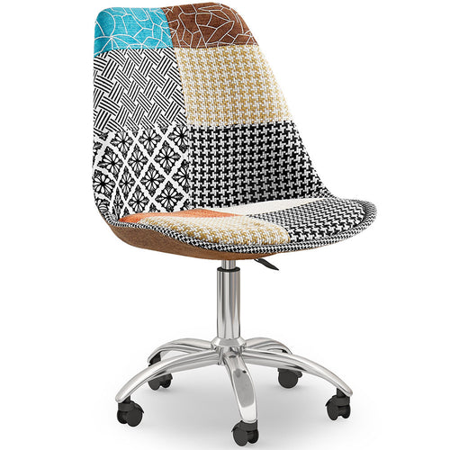 Chaise de Bureau Pivotante - Tissu Patchwork - Patty