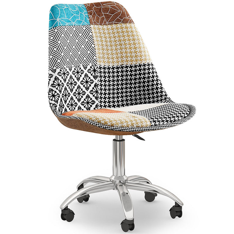 Chaise de Bureau Pivotante - Tissu Patchwork - Patty