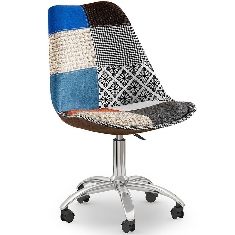 Chaise de Bureau Pivotante - Tissu Patchwork - Pixi
