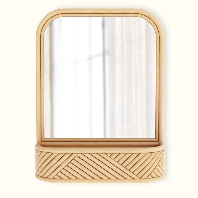 Wall Mirror with Rattan Frame - Bali Boho Style - Amara