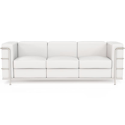 3-Sitzer-Sofa mit Kunstlederbezug und stabilem Metallrahmen von Lecur, modernes Wohnzimmermöbel