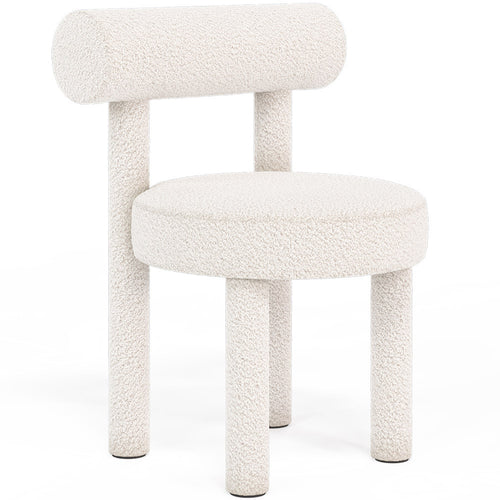 Chaise de salle à manger en bouclette fausse fourrure Tapissée - Boucles Blanches - Rhys