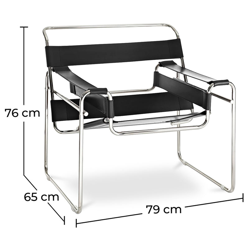 Lounge Chair - Leatherette & Metal - Ivan - Dimensions diagram