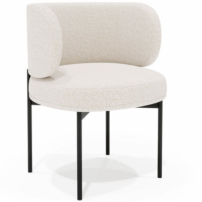 Chaise de Salle à Manger en bouclette fausse fourrure Tapissée - Boucles Blanches  - Loraine