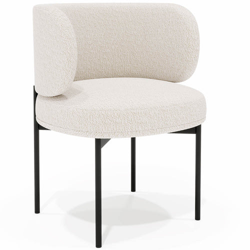 Chaise de Salle à Manger en bouclette fausse fourrure Tapissée - Boucles Blanches  - Loraine
